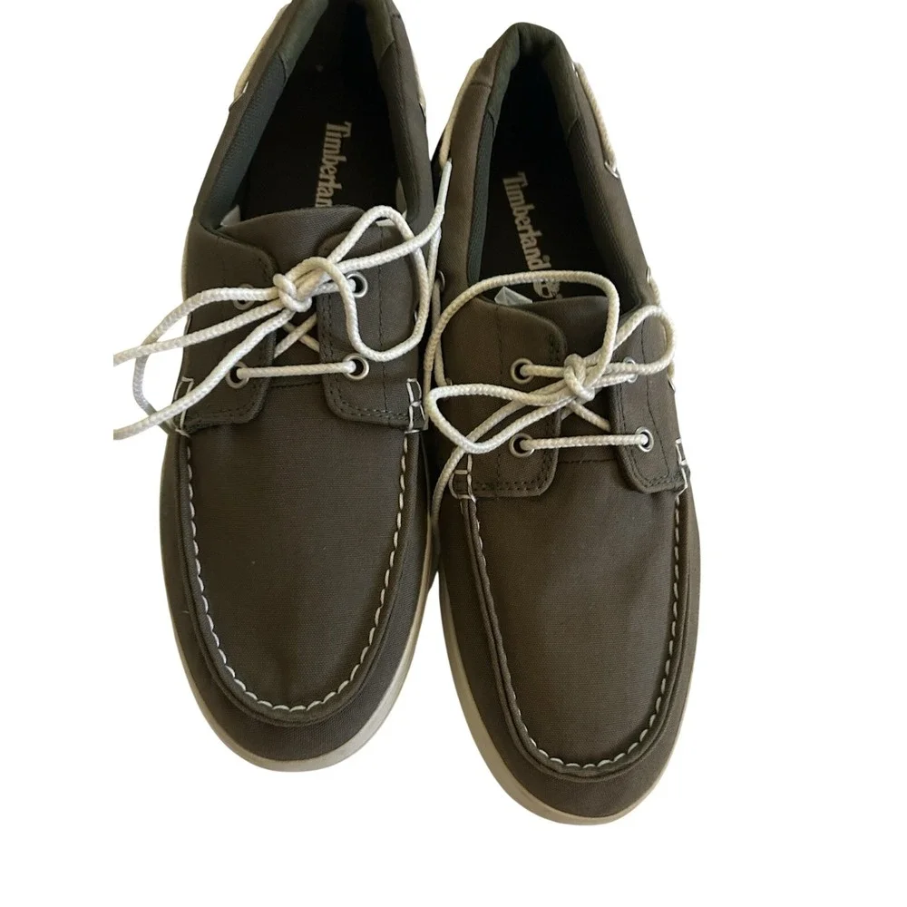 Timberland‎ Cotton Gray Canvas Boat Shoe Men US 8.5M